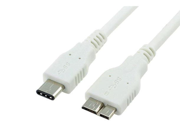 LinkIT USB C - USB MicroB 3.0, 1m, vit Gen.1, 5Gbps, Vit, hane-hane. 60W 