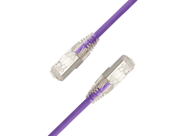 LinkIT F/UTP SlimPatch Cat6a purple 0.2m AWG 28 | LSZH | Snagless | OD 4.7mm 