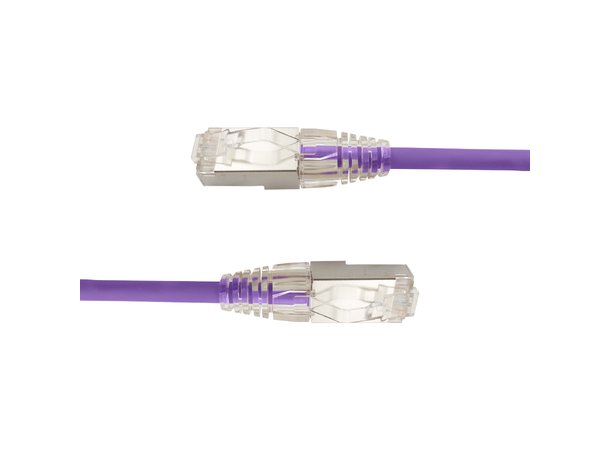 LinkIT F/UTP SlimPatch Cat6a purple 0.2m AWG 28 | LSZH | Snagless | OD 4.7mm 