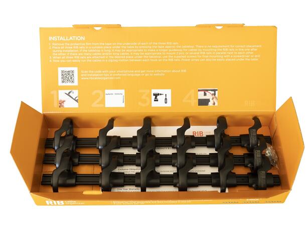 KENSON RIB Cable Organizer (3x38 cm) Black | Pack of 3 pieces 