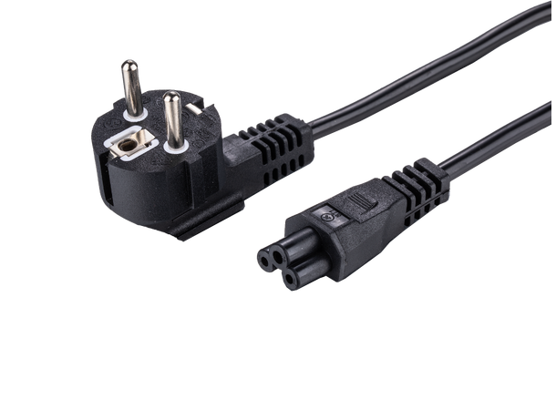 LinkIT Power Cable CEE 7/7 - C5 Black 2m Angled Schuko | PVC | 3 x 0,75 mm² 
